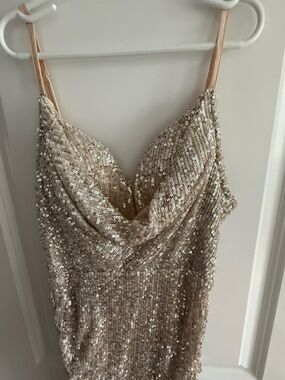 Hello Molly Champagne Satin Slip Dress